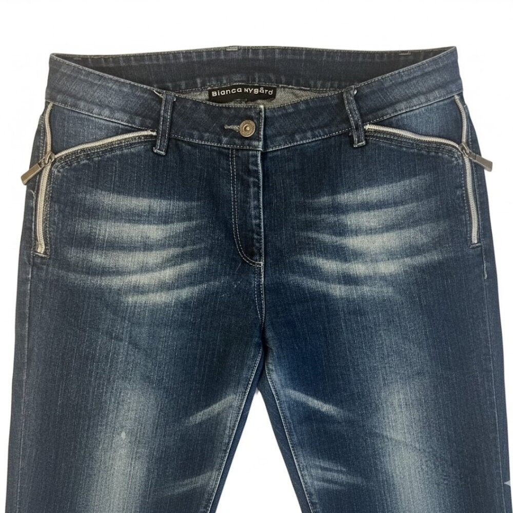 Vintage BIANCA NYGARD Zipper Detail Y2K Dark Wash Jeans (Fits ~32)